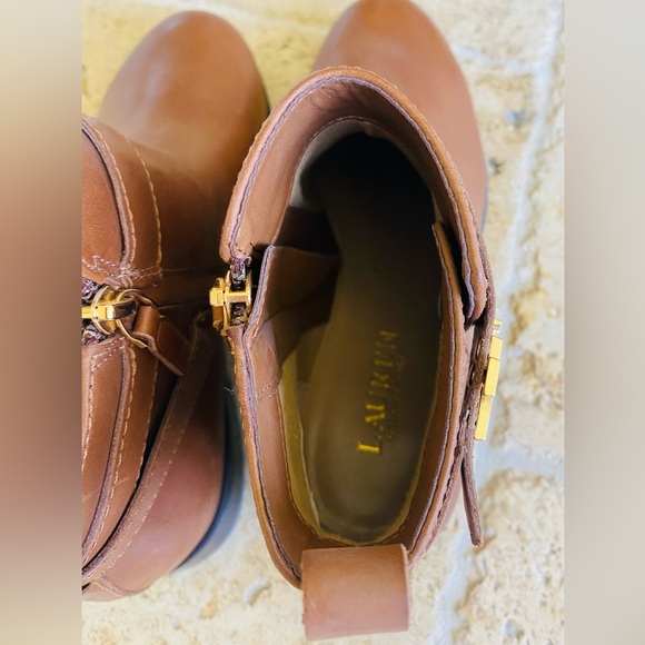 NEW Lauren Ralph Lauren Bonne women’s Leather Logo Slip On Bootie Ankle Boot 7.5 - Picture 4 of 6